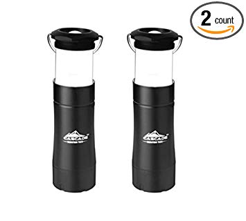 Cascade Mountain Tech (2 Pack Portable LED 2 in 1 Flashlight and Lantern. 6 AAA Batteries INCLUDED. 200 Lumens great for emergencies, camping, hiking