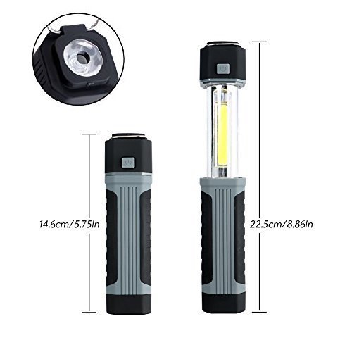 2018 Newest Stretchable Work Light Flashlight, RuiFengShun Multifunction Dual Modes Hand-held Flash Lights, Cob LED with Magnet Base for Emergency, Car Repairing, Workshop (No AAA Battery )