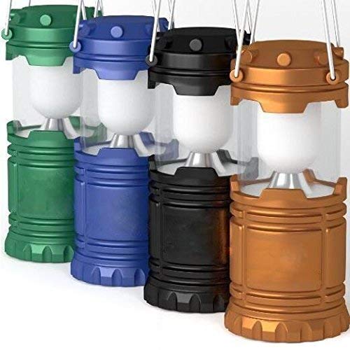 Lightahead Portable Outdoor LED Camping Lantern, set of 4 colors Black,Blue,Brown,Green, Collapsible. Great for Emergency, Tent Light, Backpacking (with Battery)