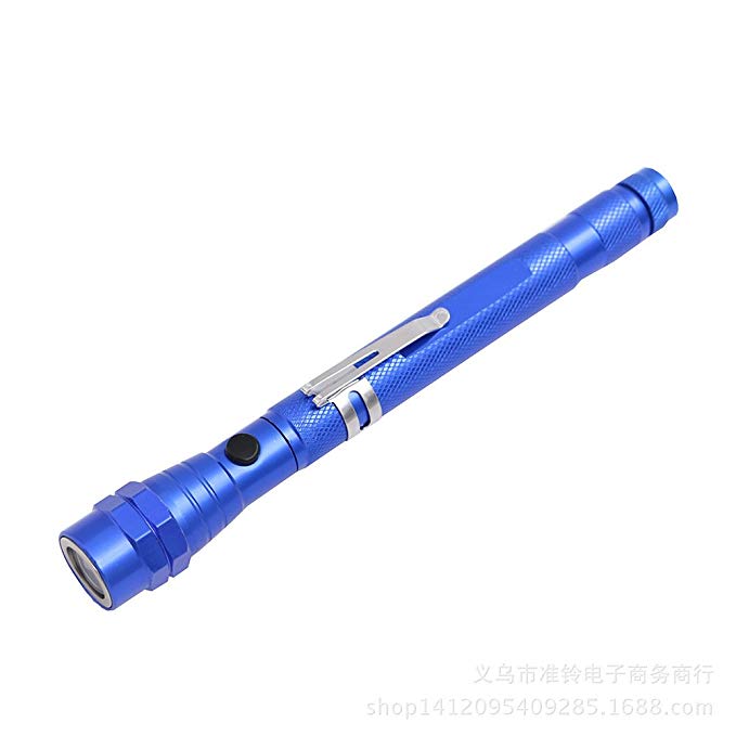 Multipurpose Illuminated & Magnetic Pickup/Electric Torch - Metal Flexible Conduit LED Flashlight, Powered By 4 LR44 Button Cells (Blue)