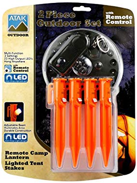 Atak 4-Piece Lighted LED Tent Stakes and 80 Lumen LED Tent Light