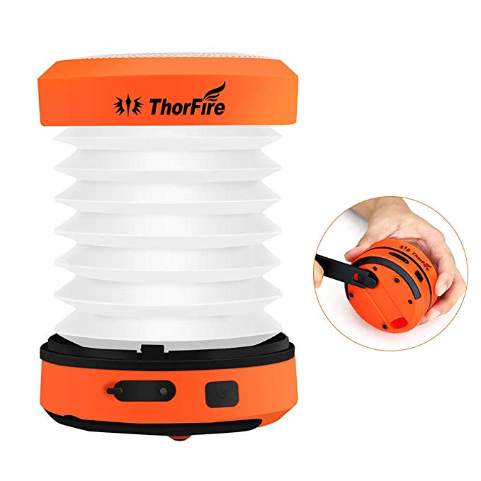 ThorFire LED Camping Lantern Lights Hand Crank USB Rechargeable Lanterns Collapsible Mini Flashlight Emergency Torch Night Light Tent Lamp for Camping Hiking Tent Garden Patio - CL01