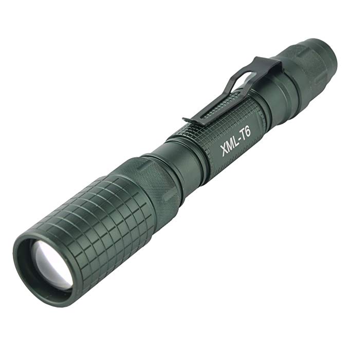 JPC 1000 Lumen Flashlight, CREE XM-L2 T6 LED, Zoomable, IP65 Waterproof, 5 Light Modes with Strobe, Military Tactical Grade