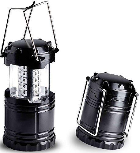 Estiq Ultra Bright Portable 30 LED Lighting Lantern Flashlight- Home & Outdoor Suitable Uses: Outages, Emergencies, Hurricanes, Hiking, Camping, Picnicking, Night Parties (Light Weight, Collapsible, Water Resistant, Black) by Shopsimple