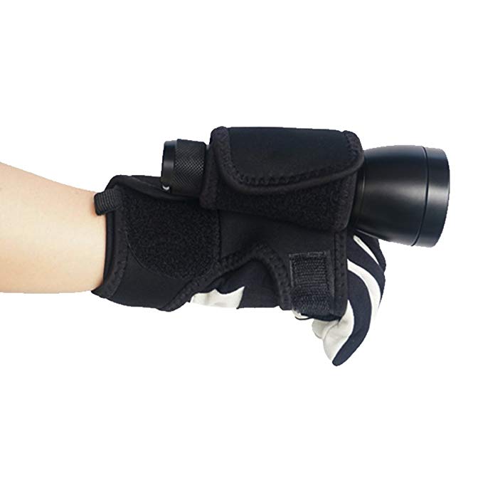 Dovewill Soft Light Hand Free Holder Glove for Scuba Free Diving Underwater Torch LED Flashlight