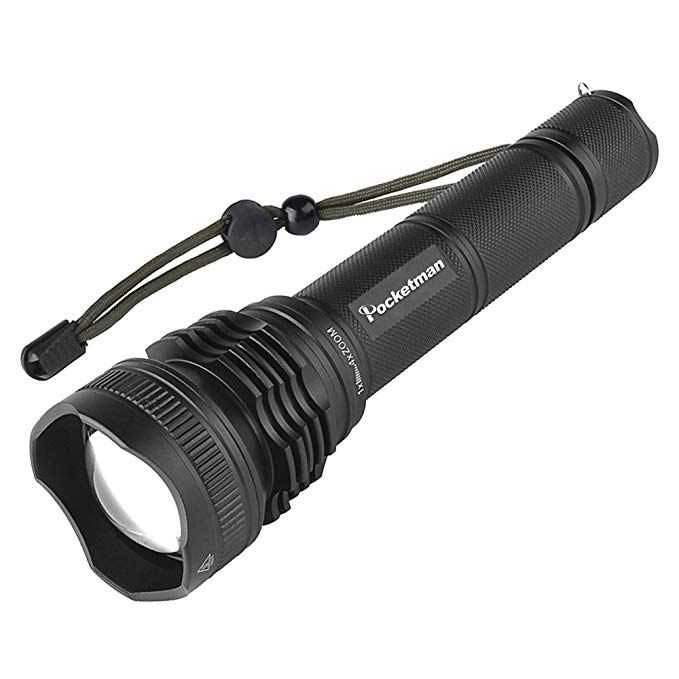 Pocketman High Powered CREE XHP 50 2500 Lumens LED Tactical Flashlight- Zoomable,Water Resistant,5 Modes - Great Seachlight for Camping, Outdoor, Emergency