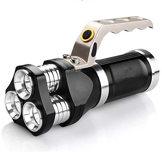 Fheaven Rechargeable LED Searchlight Tactical Aluminum Flashlight 3T6 Spotlight 9000 Lumens NOT Including Charger