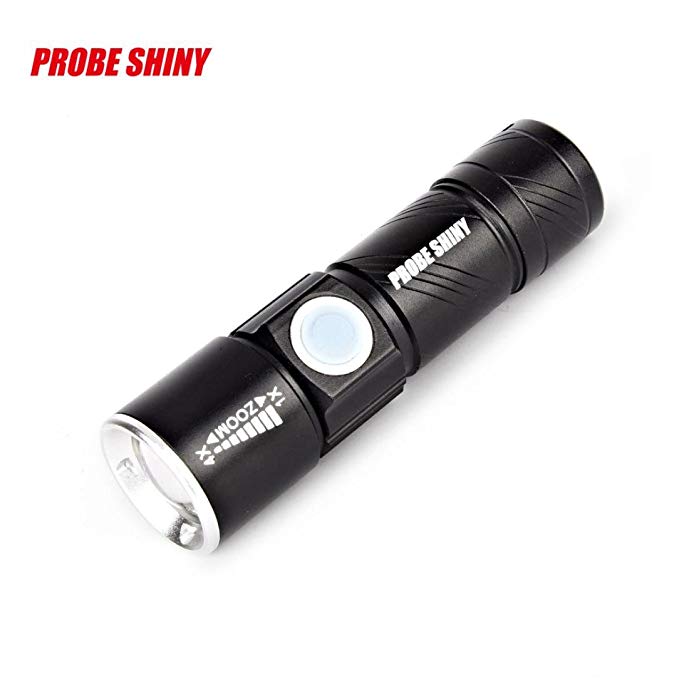 Leegor Adjustable LED Zoomable 3000LM Mini USB Rechargeable Flashlight Torch Portable Suitable for hiking, camping High Low Strobe Model