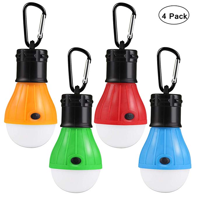 WOOPOWER 4 Pack LED Camping Light, Portable Tent Lighting Lamp Water Resistance Emergency Tent Lantern with Battery Powered, Camping Lamp for Backpacking Hiking Fishing Outdoor & Indoor Lighting