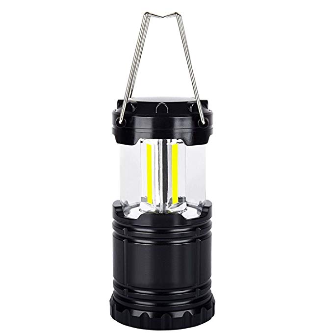 AUTO PDR Portable LED Camping Lantern - 250lm Long Bright Stretching Outdoor COB Lights for Emergencies Camp Lamp (Black)