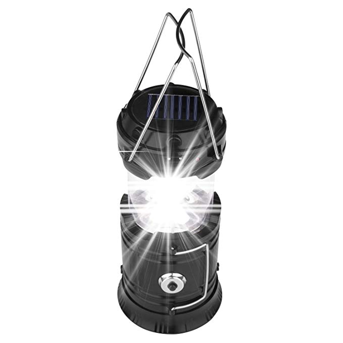 Yulan Outdoor LED Camping Lantern Light Portable Hanging Solar Tent Lamp Rechargeable for Hiking and Hurricane