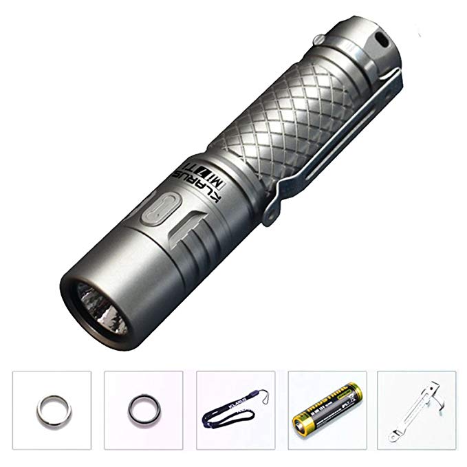 Klarus Mi7 Titanium 700LM Mini Flashlight CREE XP-L LED 14500/AA Torch + Battery