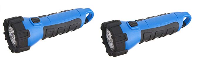 Floating Waterproof LED Flashlight with Carabineer Clip, 55-Lumens, Blue Finish (2 Pack)