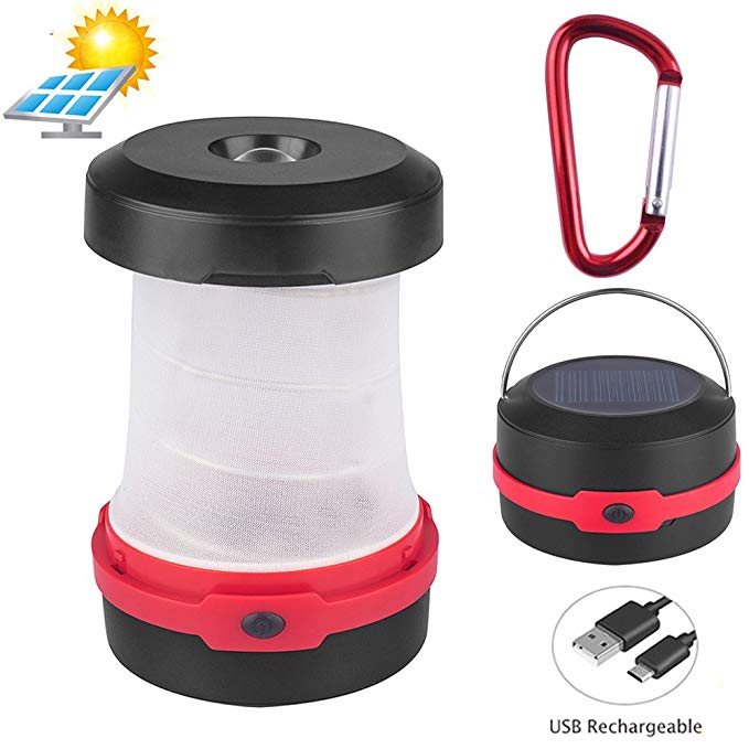 YOUYOUTE Solar Lantern Camping, Flashlights USB PowerBank Rechargeable Battery(Solar Powered/USB Charged) Portable 3 Modes Collapsible Emergency LED Lights for Camping Hiking Fishing Tent