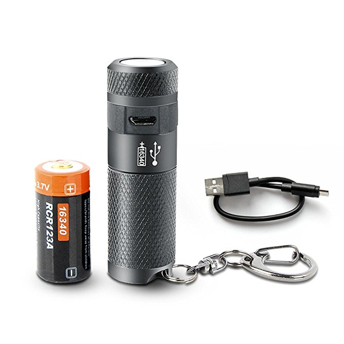 Mini Flashlight, NICRON Mini Rechargeable Waterproof Super Bright 200 lumens LED Flashlight Keychain Light