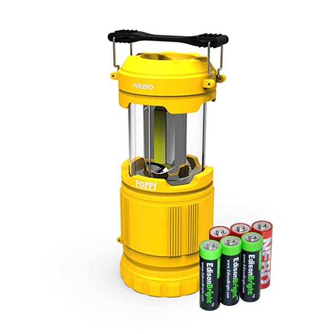 Nebo Poppy 6555 Combination LED 300 Lumen Lantern / 120 Lumen Spot Light w/ 3 X EdisonBright AA batteries (Yellow)