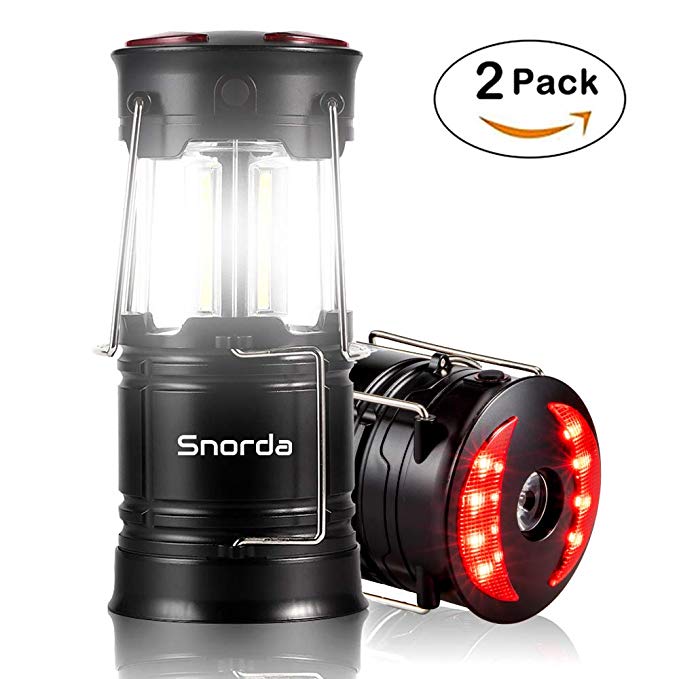 Snorda 2 Pack Camping Lantern, Portable LED Lantern SOS LED Flashlight with 4 Modes - Camping Equipment, Real Survival Kit for Emergency, Outage, Daily Use Flashlight