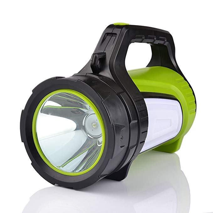 Smiling Shark Super Bright Rechargeable LED Lantern Flashlight, 10 Modes Multifunction Portable LED Searchlight & Spotlight Torch, USB Charging Cord, Shoulder Strap Included