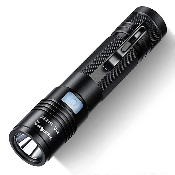 Supfire A5 Tactical Flashlight, LED Portable Aluminium alloy USB Charging, 5 Modes For Patrolling, Camping, Hiking --Black