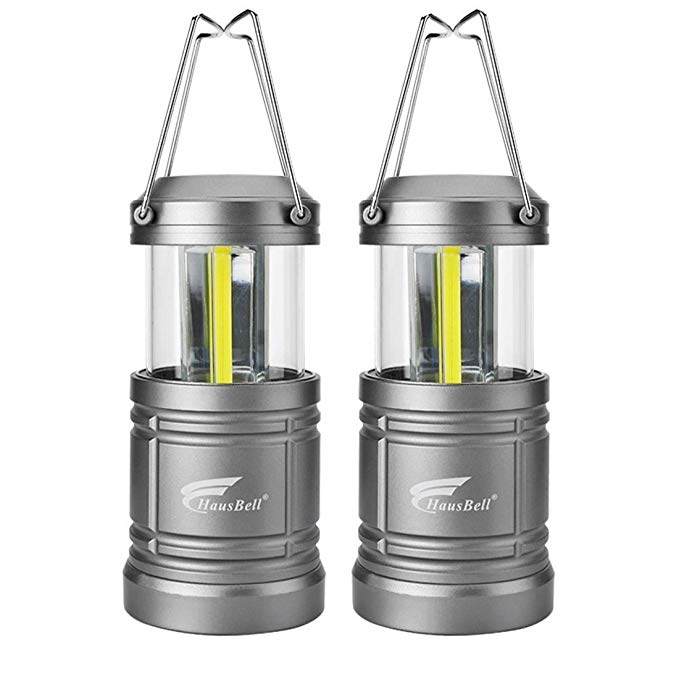 Hausbell 2 Pack Portable Camping Lantern Magnetic Base, cob LED Camping Lantern Collapsible Flashlights - Survival Kit Emergency, Hurricane, Storm, Outage