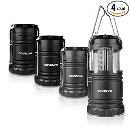 COVELYA LED Camping Lantern, Portable Bright LED Lantern Flashlights Collapsible Flashlights for Hurricane, Storm, Power Outage, Emergency(4 Pack)