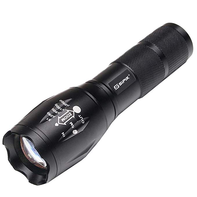 SIPIK SK-007S NEW 700 Lumen Handheld LED XML T6 Adjustable Focus Zoom Tactical Water Resistant Flashlight Torch Light Lamp