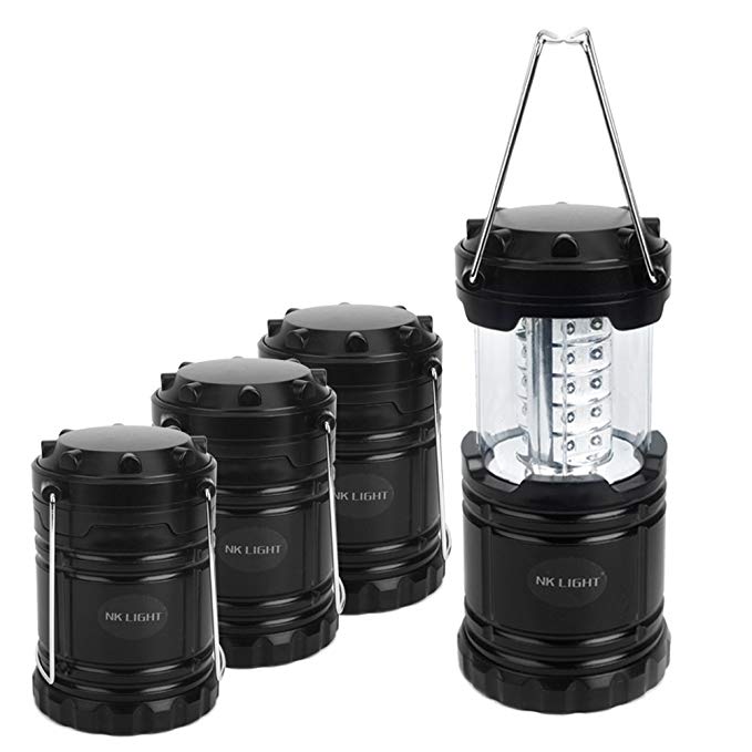 NK Light 1/2/4 Pack LED Camping Lantern Flashlights Collapsible Portable Outdoor Lamp for Emergency, Tent Light, Outages(Battery Powered)