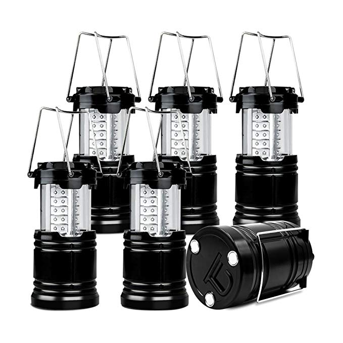 xtf2015 Super Bright Portable Outdoor LED Lantern with Magnet Base, Water Resistant Camping Lamp Suitable for Hiking, Fishing, Emergency (Black, Collapsible)