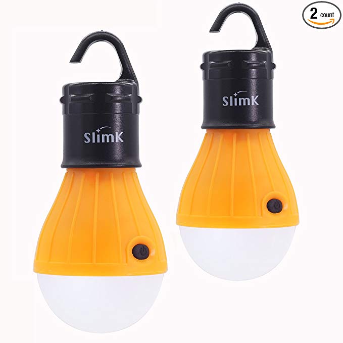 SlimK 2 Pack Portable LED Lantern Tent Light Bulb for Camping Hiking, Battery Powered Camping Equipment for Outdoor & Indoor