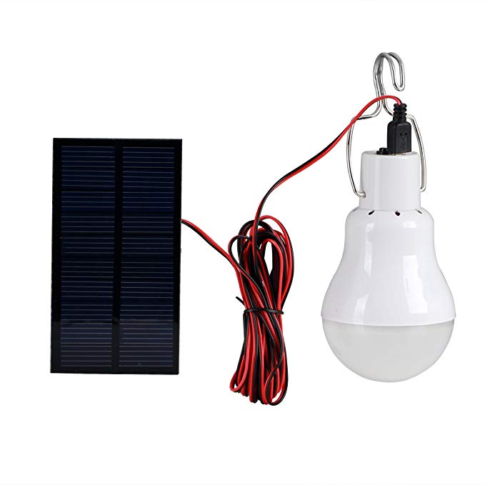 Solar LED Emergency Light Bulb 0.8w Solar Panel, Portable Led Solar Spotlight Home Emergency Hiking Camping Tent Fishing