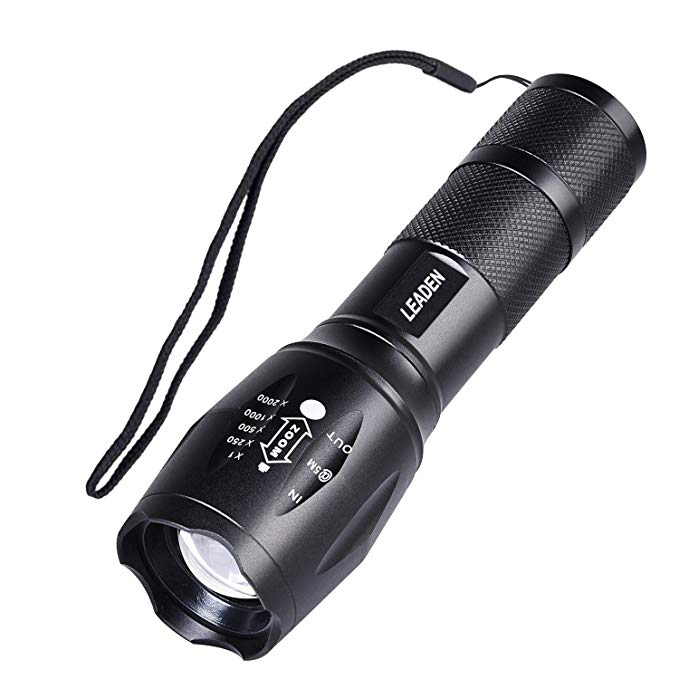 Leaden LED Flashlight High Lumens Mini Flashlight Tactical Flashlight - Ultra Bright, Waterproof, Zoomable, Portable with 5 Light Modes - Best Camping, Outdoor, Emergency XML T6 Flashlight