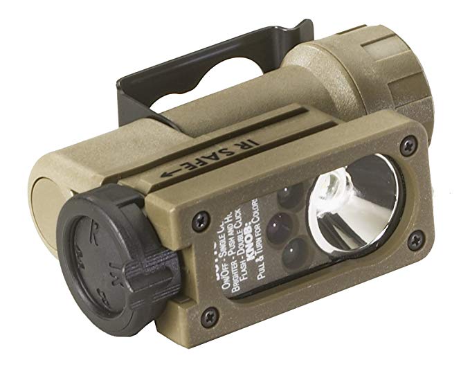 Streamlight 14120 Sidewinder Compact Aviation Flashlight with C4 LEDs, Helmet Mount and CR123A Lithium Battery, Coyote