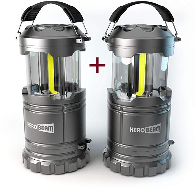 HeroBeam LED Lantern V2.0 with Flashlight - 2016 COB Technology emits 300 LUMENS! - Collapsible Tough Lamp - Great Light for Camping, Car, Shed, Attic, Garage & Power Cuts - 5 YEAR WARRANTY