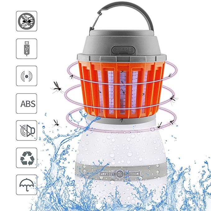 Bug Zapper & LED Camping Lantern 2-in-1, Rechargeable LED Lantern and Flashlight, Waterproof,Compact, Portable For Outdoor Camping,Hiking,Fishing and Traveling