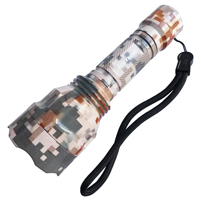 LOMON Rechargeable Forest Camo Flashlight 240LM CREE-C8 LED Flashlight Waterproof Adjustable Focus Pocket Torch for Camping, Hunting, Fishing & Hiking