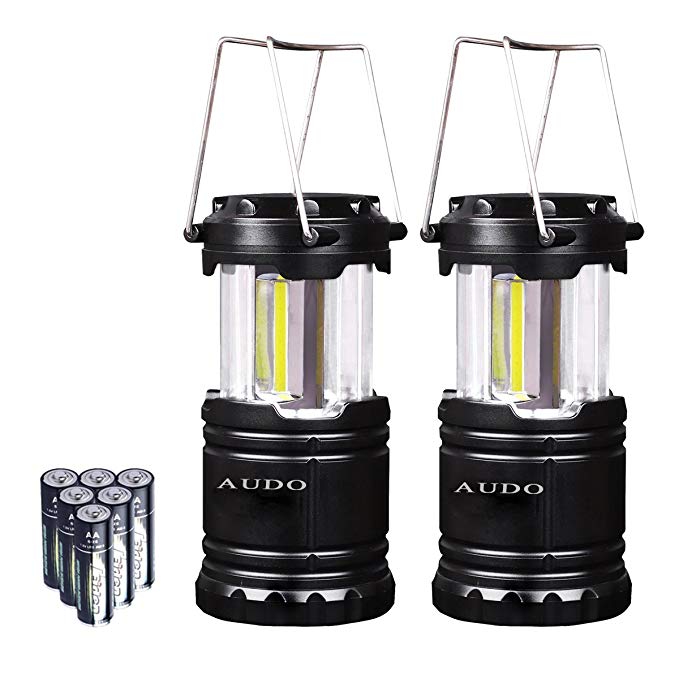 Camping Lantern Ultra Bright Audo Led and Cob Portable Outdoor Camping Light With Batteries Survival Kit for Camping Fishing(Black)