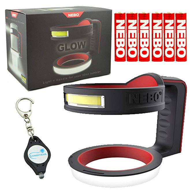 NEBO Glow Tumbler Handle Flashlight 220 Lumen 6668 with 3 X AAA Alkaline Batteries & Lumintrail Keychain Light