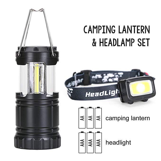 Goohike Camping Lantern & Headlamp Set, Super Bright Multipurpose Headlight Flashlight Suitable for Emergencies, Camping, Hiking, Power Outages, Night Walk, Night Fishing