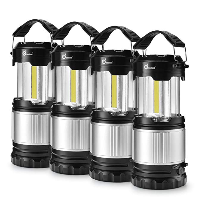 Odoland COB 4 Packs/2 Packs LED Lanterns, 300 Lumen LED Camping Lantern Handheld Flashlights, Camping Gear Equipment for Outdoor Hiking, Camping Supplies, Emergencies, Hurricanes, Outages