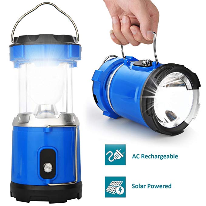 Kira'S Camping Lantern Flashlight Solar Portable Outdoor LED Rechargeable lantern Solar Lantern with 6AA Rechargeable batteries Collapsible