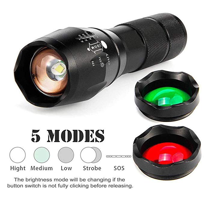 LED Tactical Flashlight Super Bright 20000LM XM-L T6 with 5 modes, Zoomable and Rechargeable Pocket Torch Lamp, Best for Camping, Hiking, and Other Outdoor Activities (Battery not Included)