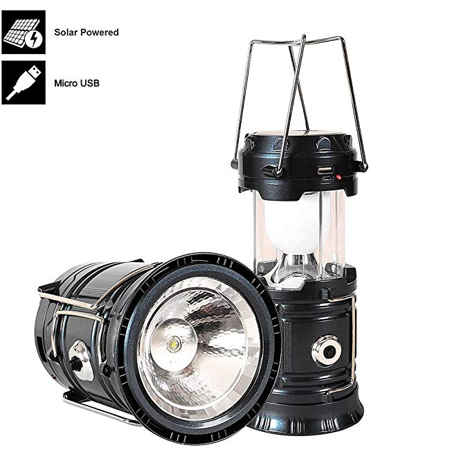 2018 NEW 18650 Battery Solar LED Camping Lantern and 2800mAh USB Powerbank - Up to 10 Hours at Brightest Setting - Great for: Camping, Hiking, Auto Emergencies - Batteries Included - 3Year Warranty