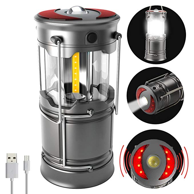 Fubosi Rechargeable Camping Lantern Flashlight,SOS Mode Multi-Function COB LED Light Collapsible,Detachable Portable Lantern with Magnetic Base for Fishing,Emergency,Hurricane,Power Outrage