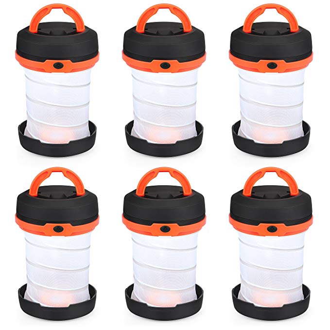 SHINE HAI 6-Pack Camping Lantern Flashlights, Collapsible LED Tent Lights Battery Powered lamp for Outdoor Emergency Hiking Hurricane Outages Storms Backpacking (Batteries are Not Included)