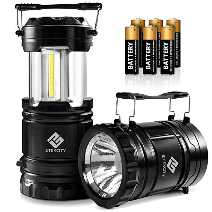 Etekcity Portable LED Camping Lantern and Flashlight with AA Batteries for Camping, Hiking, Reading, Hurricane, Power Outage (Black, Collapsible) (CLF50)