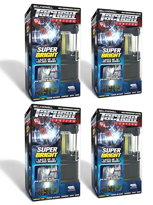 Bell + Howell Taclight LED Lantern with Automatic On/Off Function (Pull up OR push down), Collapsible As Seen On TV (Pack of 4)