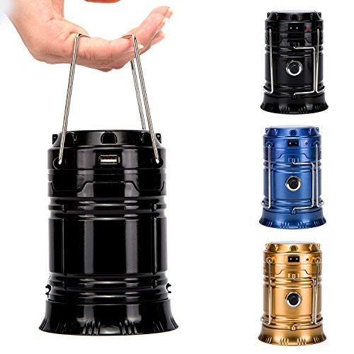 WOBAOS LED Camping Lantern, Solar Outdoor Rechargeable LED Flashlight Ultra Bright Collapsible Hand Tough Lamp - Perfect Outdoor Survival Lamp for Hiking Fishing Trekking Emergency Outages