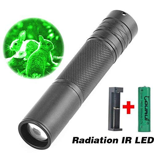 New hot CR-23 Torch 850nm Zoom Infrared Radiation IR LED Night Vision Flashlight Camping Light Hunting Lamp Flashlight + 18650 Battery + USB Charge