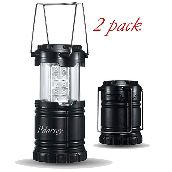 Padarsey 2 Pack Portable Outdoor LED Camping Lantern Hiking, Emergencies, Hurricanes, Outages, Storms, Camping & Lightweight, Black