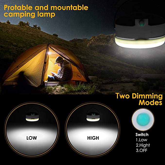 ProGreen Wireless Rechargeable LED Camping Light, LED Hanging Lantern Lights & Power Bank Charger 6000mAh, Outdoor LED Flashlight Tent Emergency Light for Backpacking Camping Hiking Fishing Cycling